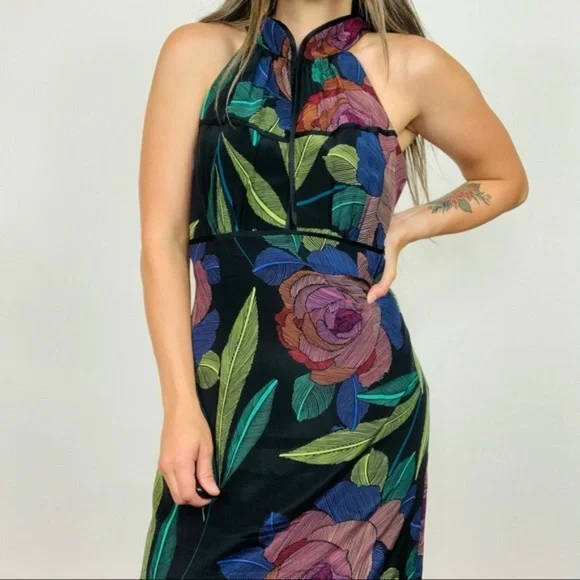 NWT TRINA TURK Silk Floral Maxi Dress Side Slit Dresses